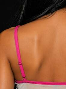 Zerodot Atasan Camisole Jala Berkerut Motif Bunga Pink & Biru untuk Wanita, Kasual Sehari-hari - MultiWarna - View 6