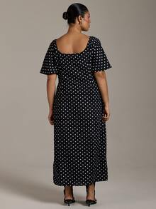 FASHION SZN Blus Maxi Polkadot Ukuran Besar Musim Gugur Tren Musim Dingin Baru Blus Panjang Monokrom Chic Klasik Elegan untuk Padu Padan Brunch - MultiWarna - View 2