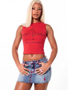 BABYPHAT SDBP469 - TANK TOP WITH GLITTER PRINT - Red - View 6