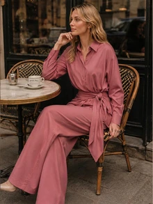 OverBlushhh Women's Solid Color Casual Versatile Everyday Travel Shirt - Dusty Pink - View 3