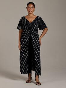 FASHION SZN Blus Maxi Polkadot Ukuran Besar Musim Gugur Tren Musim Dingin Baru Blus Panjang Monokrom Chic Klasik Elegan untuk Padu Padan Brunch - MultiWarna - View 6