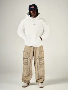 PLAYBOY X SUMWON Crop Fit Club Oversized Hoodie With Script Back Print And Logo Los Angeles California Graphic Pullover Sweatshirt Fall Winter - White - View 3