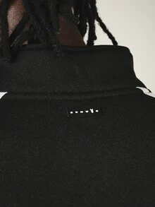 PLAYBOY X SUMWON Half-Zip Sweatshirt With Bunny Logo Embroidery Side Stripe Detail High Neck Pullover Fall Winter Streetwear Top - Black and White - View 7