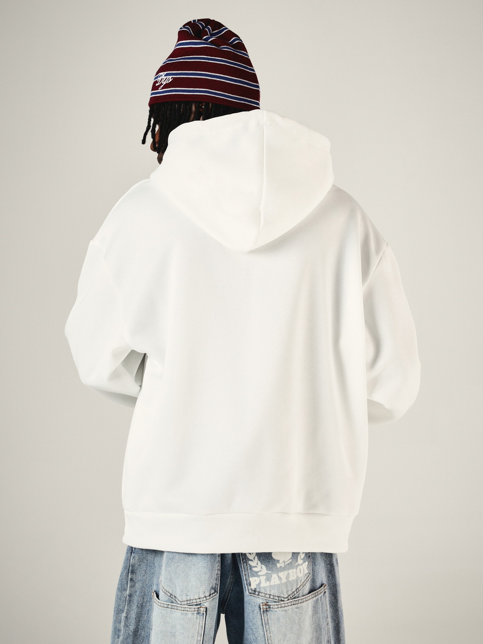 Oversized Pullover Hoodie mit gesticktem Schriftzug-Logo, Brustdruck, Mitteltasche, Langarm, lässiges Herbst-Winter Streetstyle Top