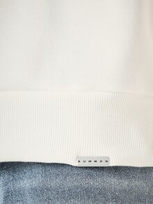 SUMWON Oversized Pullover Hoodie With Embroidered Script Logo Chest Print Centre Pocket Long Sleeve Casual Fall Winter Street Style Top - White - View 6