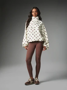 MISSGUIDED Oversized Polka Dot Half-Zip Pullover Jacket With Stand Collar And Elasticated Cuffs Perfect For Autumn Winter Layering - Multicolor - View 3