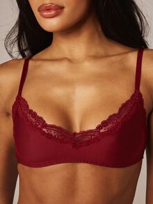 MISSGUIDED Lace Trim Bralette With Scalloped Neckline And Adjustable Straps - Valentine's Day Lingerie Gift - Red - View 4