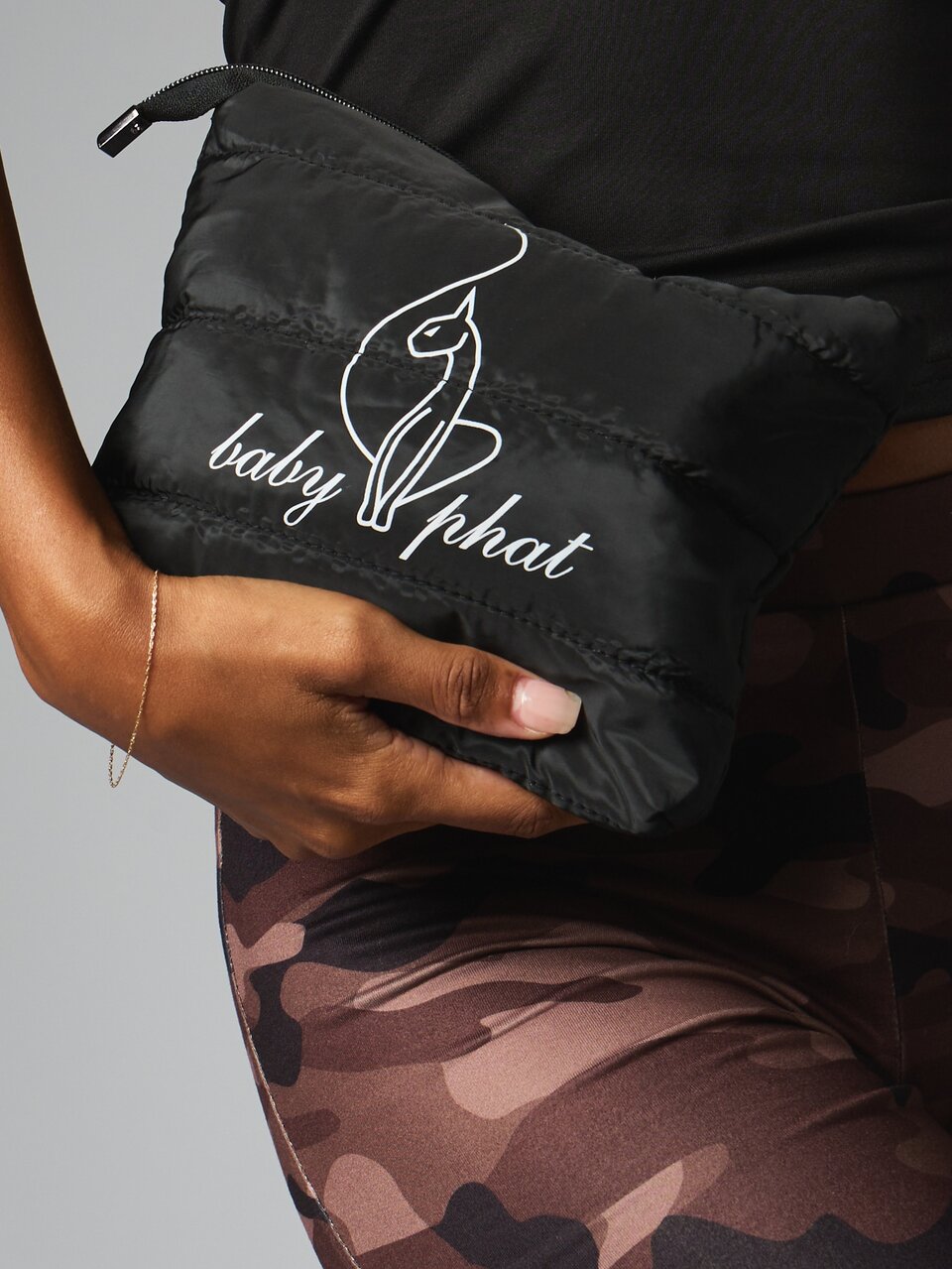 BABYPHAT Bolsa de cosméticos de moda casual de unicolor, diseño de acolchado con impresión personalizada, bolsa de aseo, ligera y portátil, para uso diario y viajes de negocios