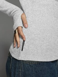 MISSGUIDED Cozy Crew Neck Long Sleeve Knit Sweater Top - Soft Fitted Pullover For Autumn Winter Casual Everyday Layering Basics - Grey - View 4