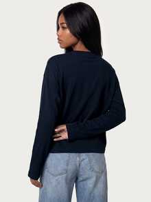 MISSGUIDED TEEN Navy Long Sleeve Graphic Top With ANGEL 22 Varsity Print Crew Neck Fitted Casual Everyday Top - Navy Blue - View 2