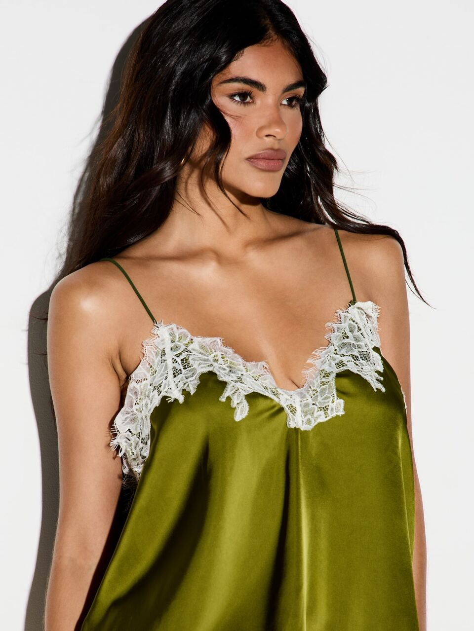 KIZN Satin Cami Top With Lace Trim Party