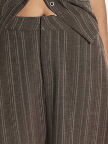 KSTM Pinstripe Skirt With High Rise Waist And Pleated A-Line Silhouette With Side Pockets Fall Winter Style - Multicolor - View 6