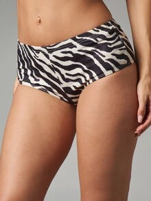 Missguided x Playboy Zebra Print Cap Sleeve Crop Top And High-Cut Brief Co-Ord Set With Triple Logo Chest Print - Black and White - View 4