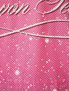 SUMWON Team Glitter Mesh Soccer Jersey Short Sleeve Crew Neck Number 26 Embroidered Logo Festival Top - Hot Pink - View 5