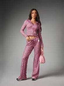 Missguided x Playboy Leopard Print Velvet Zip-Up Crop Hoodie With Long Sleeves And Bunny Applique Detail - Multicolor - View 4
