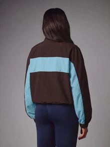 MISSGUIDED Color Block Zip-Up Track Jacket With Mock Neck Elasticated Cuffs And Relaxed Oversized Fit For Autumn Winter - Chocolate Brown - View 5