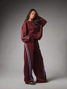 MISSGUIDED Wide Leg Jogger Pants With Contrast Side Stripe Detail Elasticated Drawstring Waist Fall Winter Casual Lounge Bottoms - Multicolor - View 5