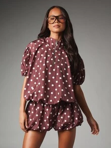 MISSGUIDED Bubble Hem Polka Dot Mini Shorts With Elasticated Waist And Gathered Hem Summer Festival Party Holiday Occasion - Multicolor - View 4