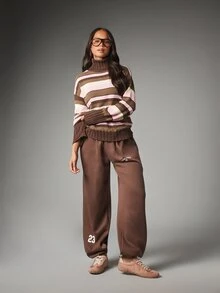 MISSGUIDED Striped Turtleneck Cropped Knit Sweater With Long Sleeve Oversized Fit Ribbed Cuff And Hem Autumn Winter Cozy Pullover - Multicolor - View 4