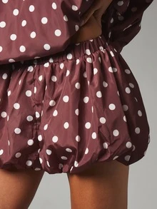 MISSGUIDED Bubble Hem Polka Dot Mini Shorts With Elasticated Waist And Gathered Hem Summer Festival Party Holiday Occasion - Multicolor - View 5
