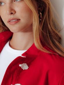 Pimkie Edition Jaket Kasual Wanita Lengan Panjang dengan Desain Kancing Katak - Merah - View 4