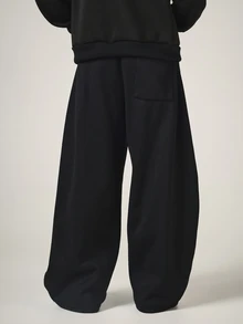 SUMWON NYC Rhinestone Star Studded Wide Leg Sweatpants With Elastic Waist And Patch Pocket Fall Winter Street Style - Black - View 2