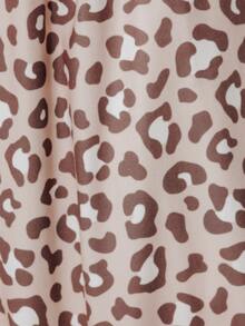 Pimkie Edition Women's Leopard Print Drawstring Waist Pocket Cuffed Sweatpants - Khaki - View 3