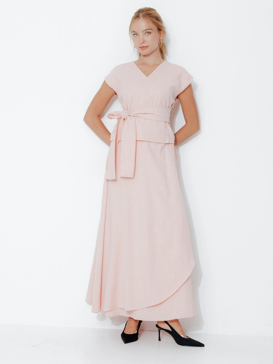 Pimkie Edition Women's Solid Color Waist Knot Top And Skirt Casual Set - Pink - View 1