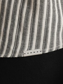 SUMWON Vertical Striped Oversized Long Sleeve Collared Shirt With Button Cuffs Smart Casual Everyday Style - Grey - View 6