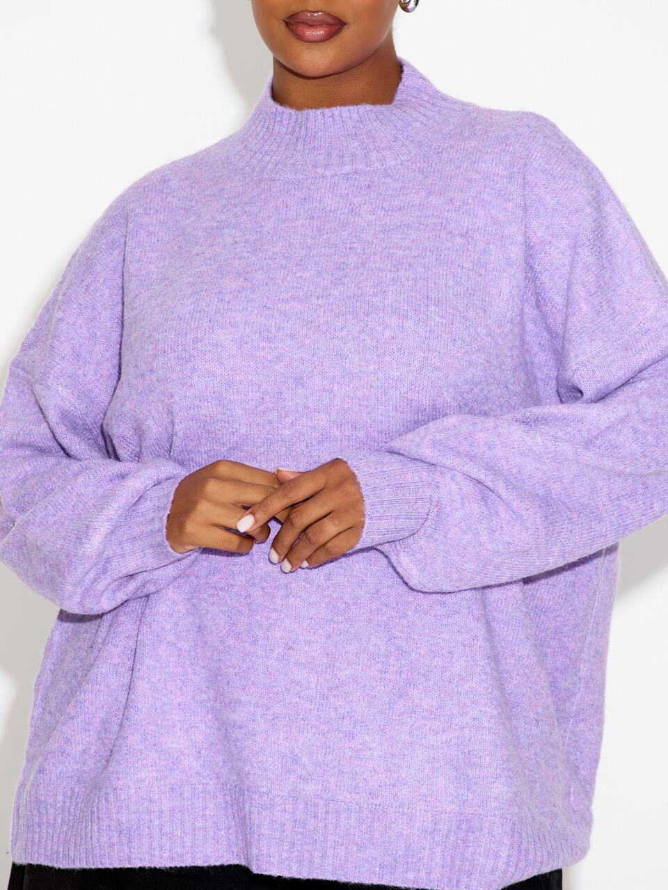 Plus Size Funnel Neck Lilac Sweater Fall Autumn Winter Trending New Season Purple Knitwear For Women Curve Plus Size Loose Fit Long Sleeve Jumper Plus Size Premium Fluffy Wide Sleeve Crew Neck Jumper, Loose Fit Plus Size Trending Color, Fluffy Jumper, Fluffy Knit Jumper, Fuzzy Jumper, Wide Sleeve Jumper, Wide Sleeve Sweater, Crew Neck Jumper, Plus Size Jumper, Relaxed Fit Jumper, Soft Touch Knitwear, Cosy Jumper, Statement Knitwear, Casual Jumper, Plus Size Knitwear, Curve