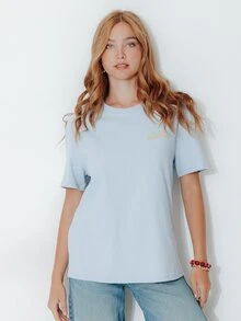 Pimkie Edition Women's Bread Pattern Casual Daily Short Sleeve T-Shirt - Blue - View 2