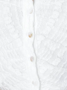 Pimkie Edition Summer Elegant Solid Color Lace Front Button Top - White - View 3