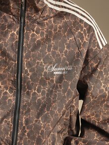 SUMWON Members All Over Print Windbreaker Jacket With Full Zip Closure Elasticated Hem And Contrast Stripe Detail - Brown - View 5