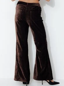 Pimkie Edition Women's Solid Color Casual Versatile Everyday Flare Pants - Coffee Brown - View 2