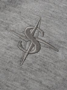 SUMWON Wide Leg Sweatpants With Contrast Piping Detail Embroidered Logo Drawstring Waist Elastic Waistband Side Pockets Full Length Casual Loungewear - Grey - View 2