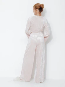 Pimkie Edition Solid Color Cropped Top And Long Pants Pajama Set - Baby Pink - View 2