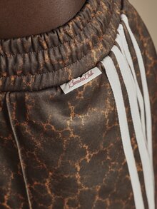 SUMWON Wide Leg Track Pants With Abstract AOP Print And Contrast Side Stripe Detail Full Length Drawstring Waist - Brown - View 5