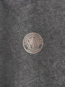 SUMWON Oversized Acid Washed Hoodie With Busy Doing Nothing Back Slogan Print And Chest Logo - Grey - View 5