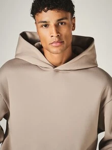 SUMWON Oversized Pullover Hoodie With Rhinestone Gothic Logo Back Print Single Centre Pocket Long Sleeve Casual Winter Style - Khaki - View 4