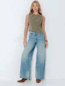 Pimkie Edition Women's Solid Color Casual Versatile Daily Wear Top - Army Green - View 4