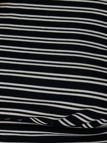 Pimkie Edition Autumn Casual Striped Asymmetric Collar Side Drawstring Top - Multicolor - View 3