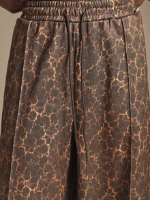 SUMWON Wide Leg Track Pants With Abstract AOP Print And Contrast Side Stripe Detail Full Length Drawstring Waist - Brown - View 6