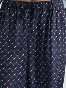 KSTM Wide Leg Palazzo Pants With Geometric Diamond Print Elastic Drawstring Waist Border Hem Detail Flowy Summer Holiday Resort Wear - Multicolor - View 5