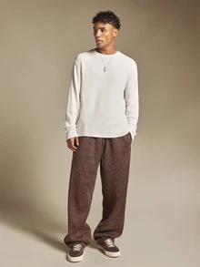 SUMWON Washed Wide Leg Sweatpants With Drawstring Waist Embroidered Logo Side And Back Pockets Relaxed Fit Casual Lounge Pants - Coffee Brown - View 3