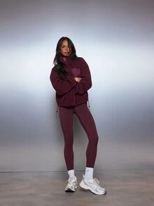 MISSGUIDED Oversized Sherpa Fleece Zip-Up Jacket With Stand Collar Zip Chest Pocket And Side Pockets Cozy Winter Outerwear - Burgundy - View 3