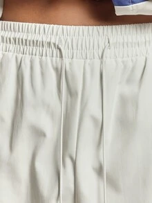 SUMWON Wide Leg Track Pants With Bold Red Side Stripe Contrast Detailing Elastic Waist Full Length Retro Style Vintage Sportswear - Red and White - View 6