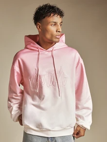 SUMWON Oversized Light Pink Pullover Hoodie With Bold Chest Embroidery Logo And Drawstring Hood For Autumn Winter - Multicolor - View 4