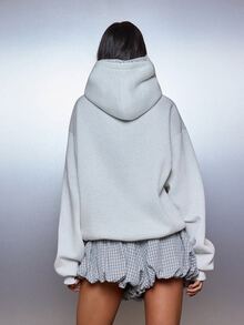 MISSGUIDED Oversized Sweatshirt With Lace Trim Detail Single Centre Pocket Relaxed Fit Pullover Sweatshirt Fall Winter Essential - Grey - View 6