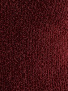 KSTM Boucle Knit Mock Neck Long Sleeve Fitted Top Fall Winter Cozy Textured Slim Pullover Holiday Party Season - Burgundy - View 5