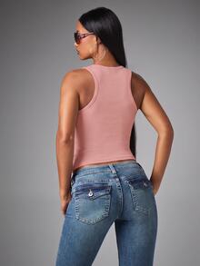 BABYPHAT Áo vest gân chi tiết đính đinh tán - Màu Hồng baby - Xem 6